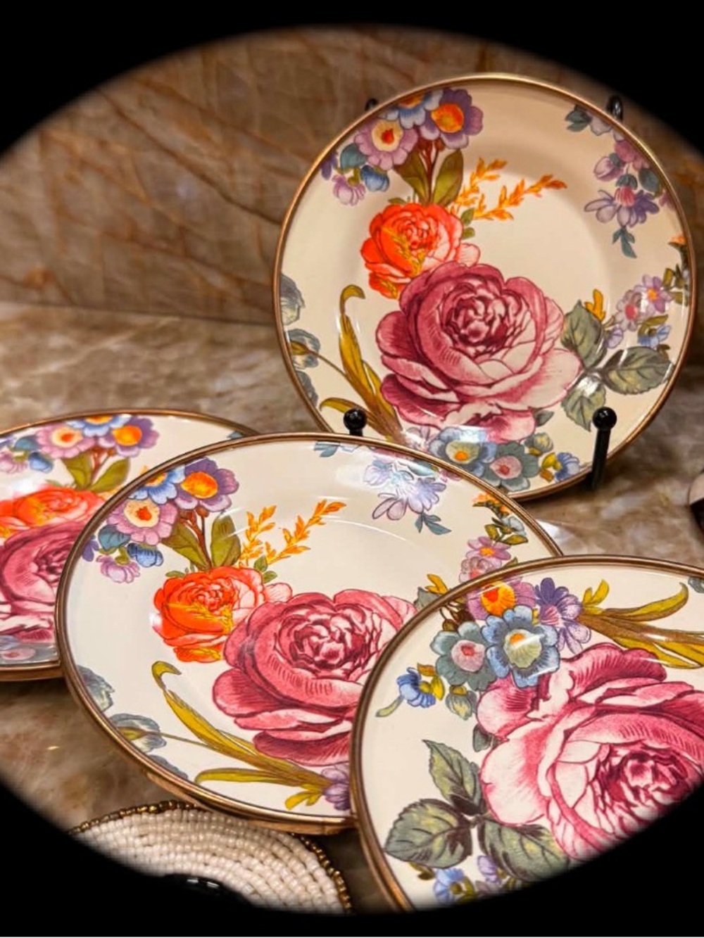 MacKenzie-Childs White Market Appetizer Canape’ Plates (4)